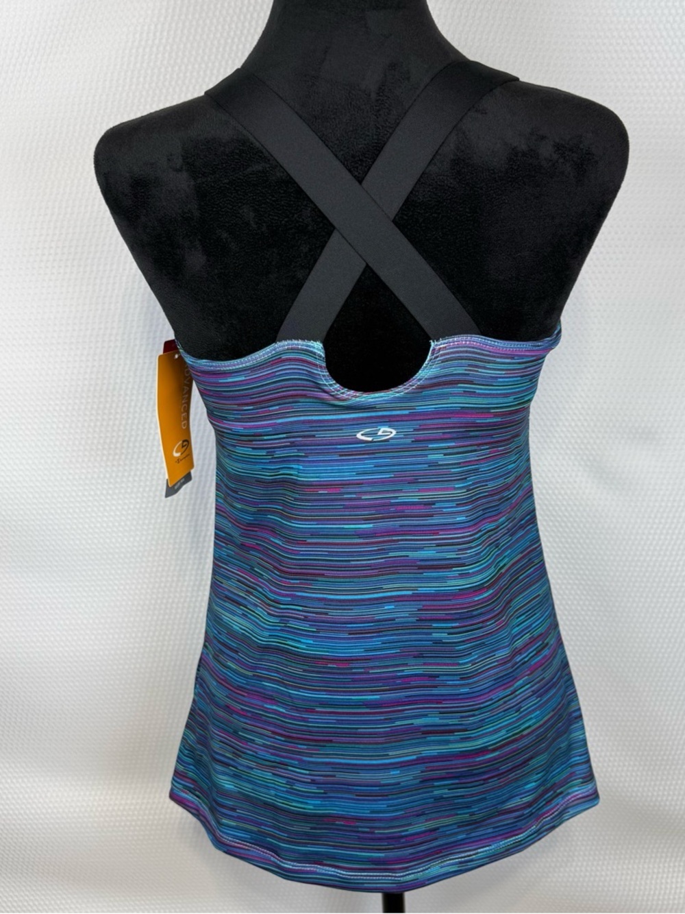 Champion Duo Dry Small Built-In Bra Athletic Tank Top Blue Purple Space Dye NWT - Picture 3 of 11